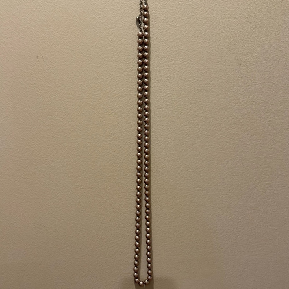 Bronze long pearl necklace